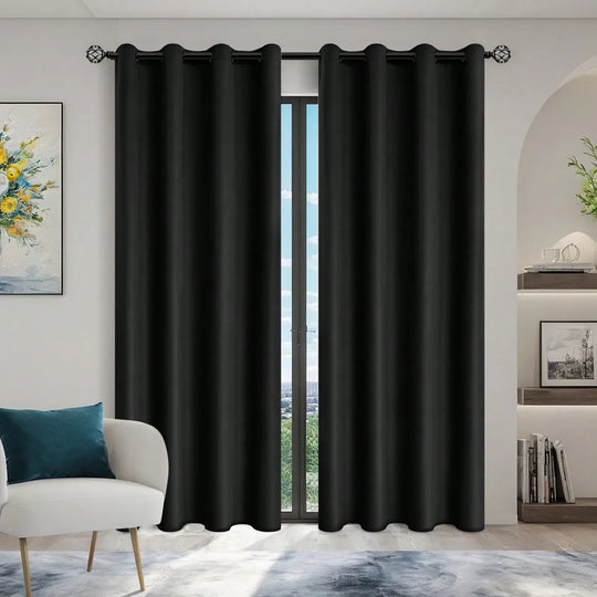 Solid Privacy Blackout Drapes with Curtain Grommets - Swane Shop