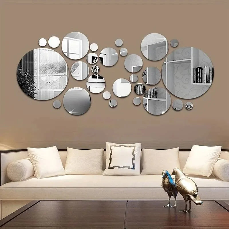 DIY 3D Acrylic Round Mirrors Wall Decor - Swane Shop