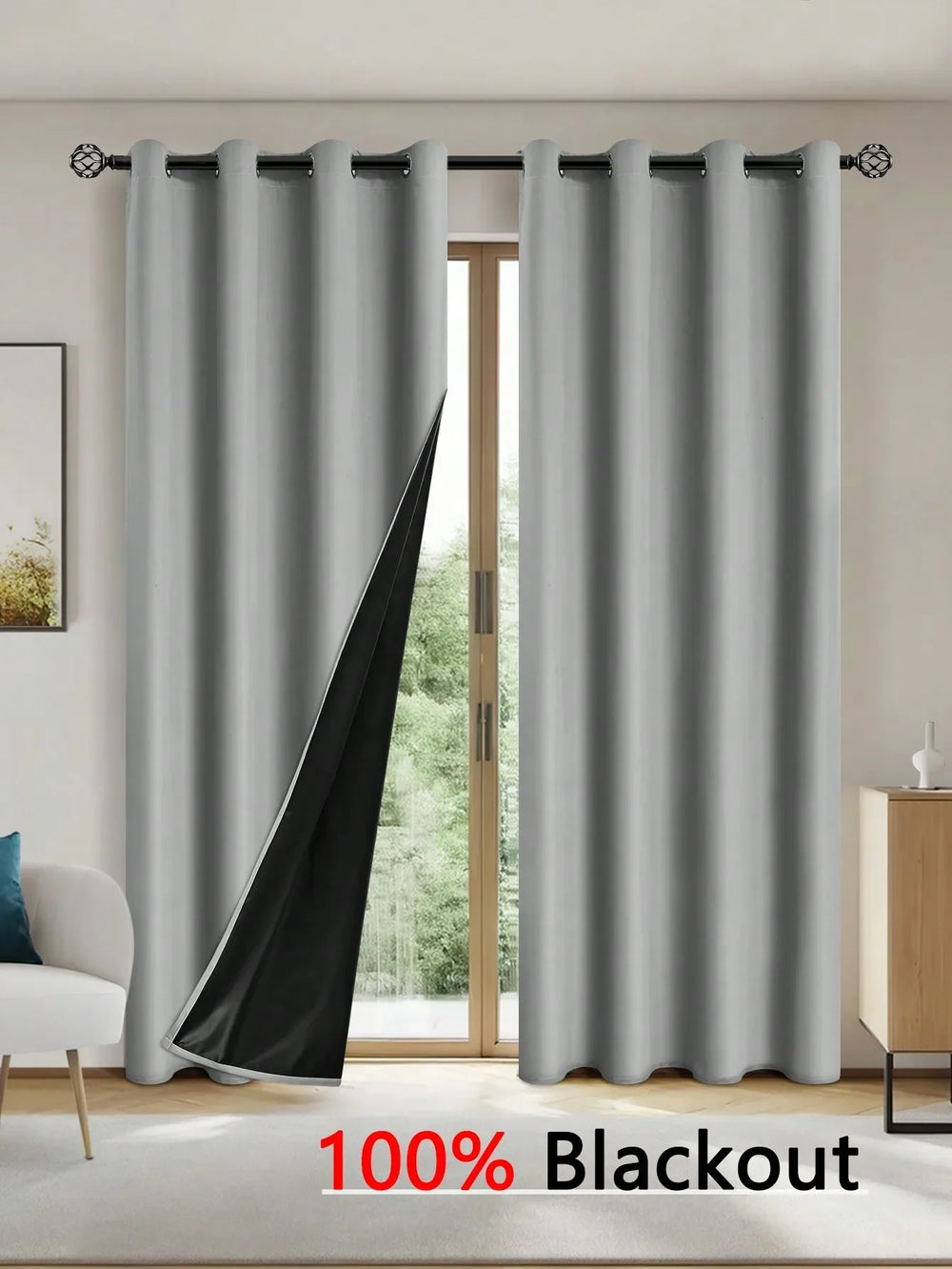 Solid Privacy Blackout Drapes with Curtain Grommets - Swane Shop