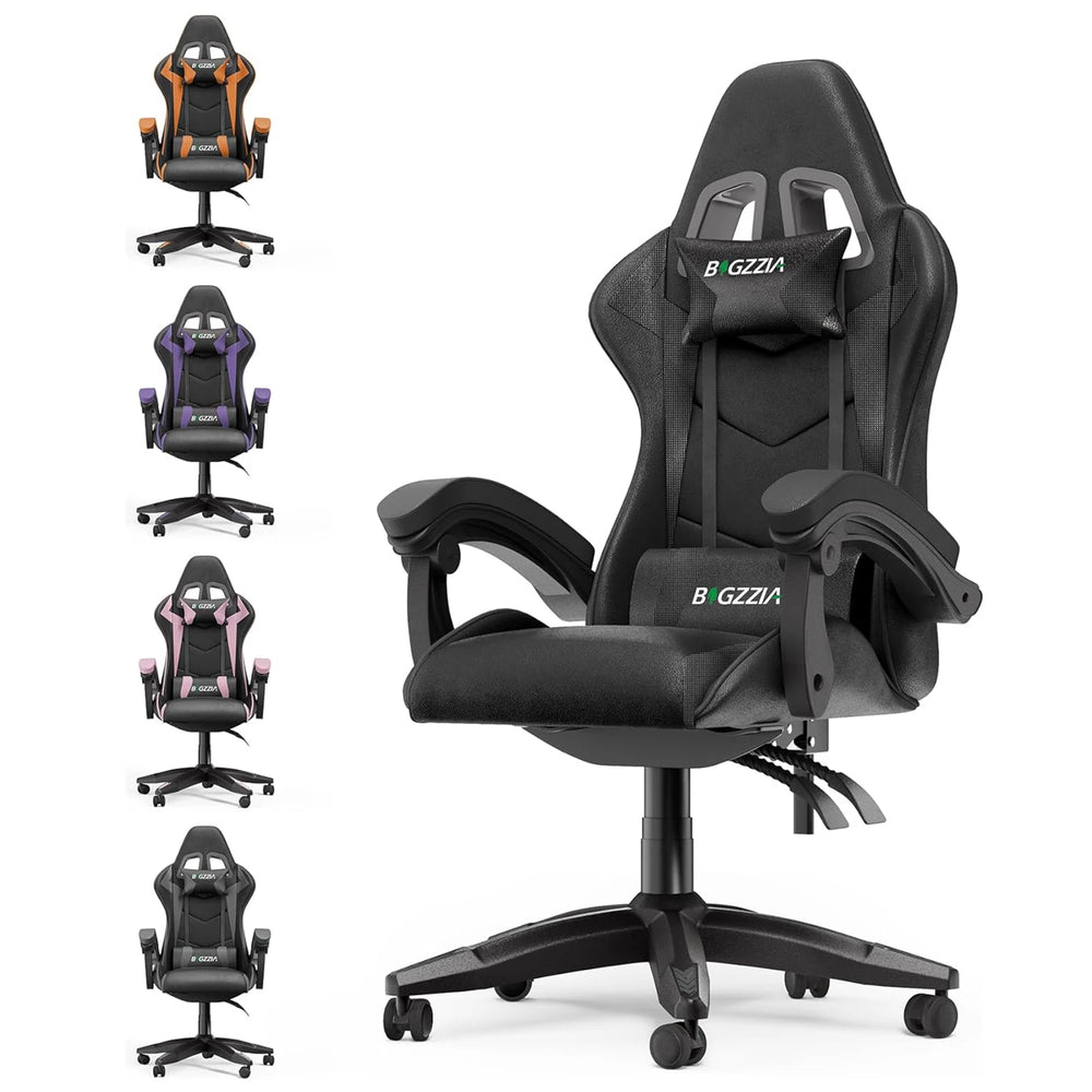 Leather Computer Desk Gaming Chair with Headrest and Lumbar Support - Swane Shop