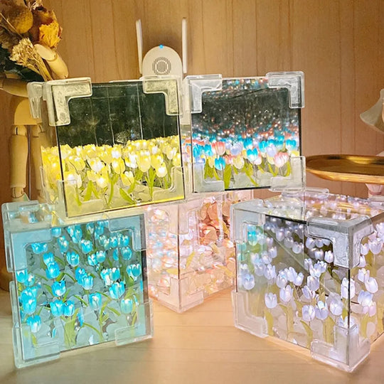 DIY Tulip Mirror Cube Night Light Handmade Craft - Swane Shop