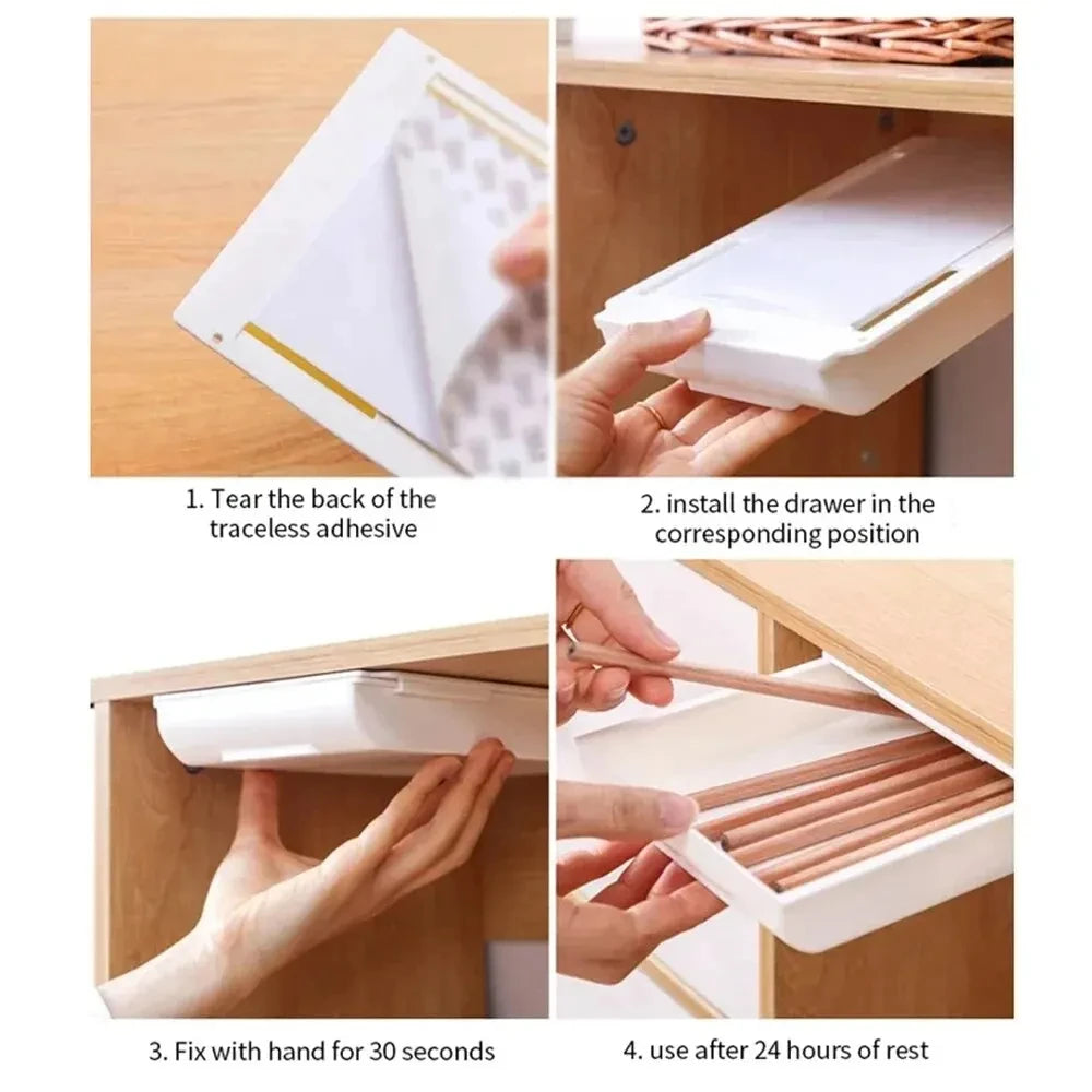 Hidden Desk Drawer Storage Box Organizer - Swane Shop